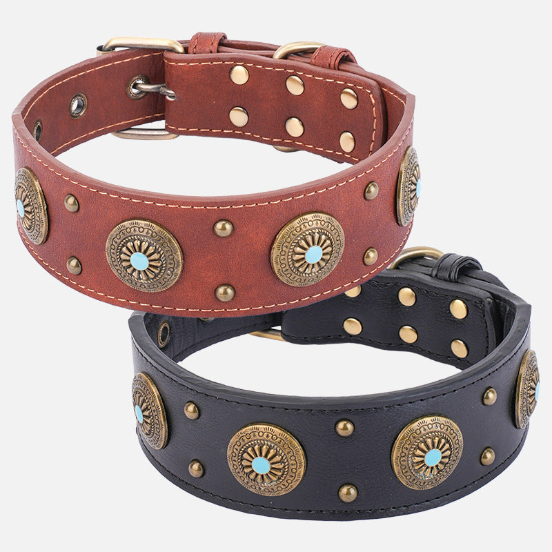 The Boujee Dog’s Retro Leather Collar Medium And Large Dogs