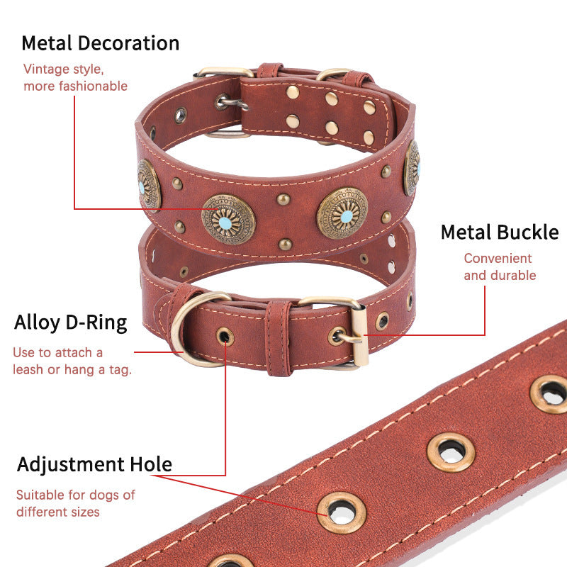 The Boujee Dog’s Retro Leather Collar Medium And Large Dogs