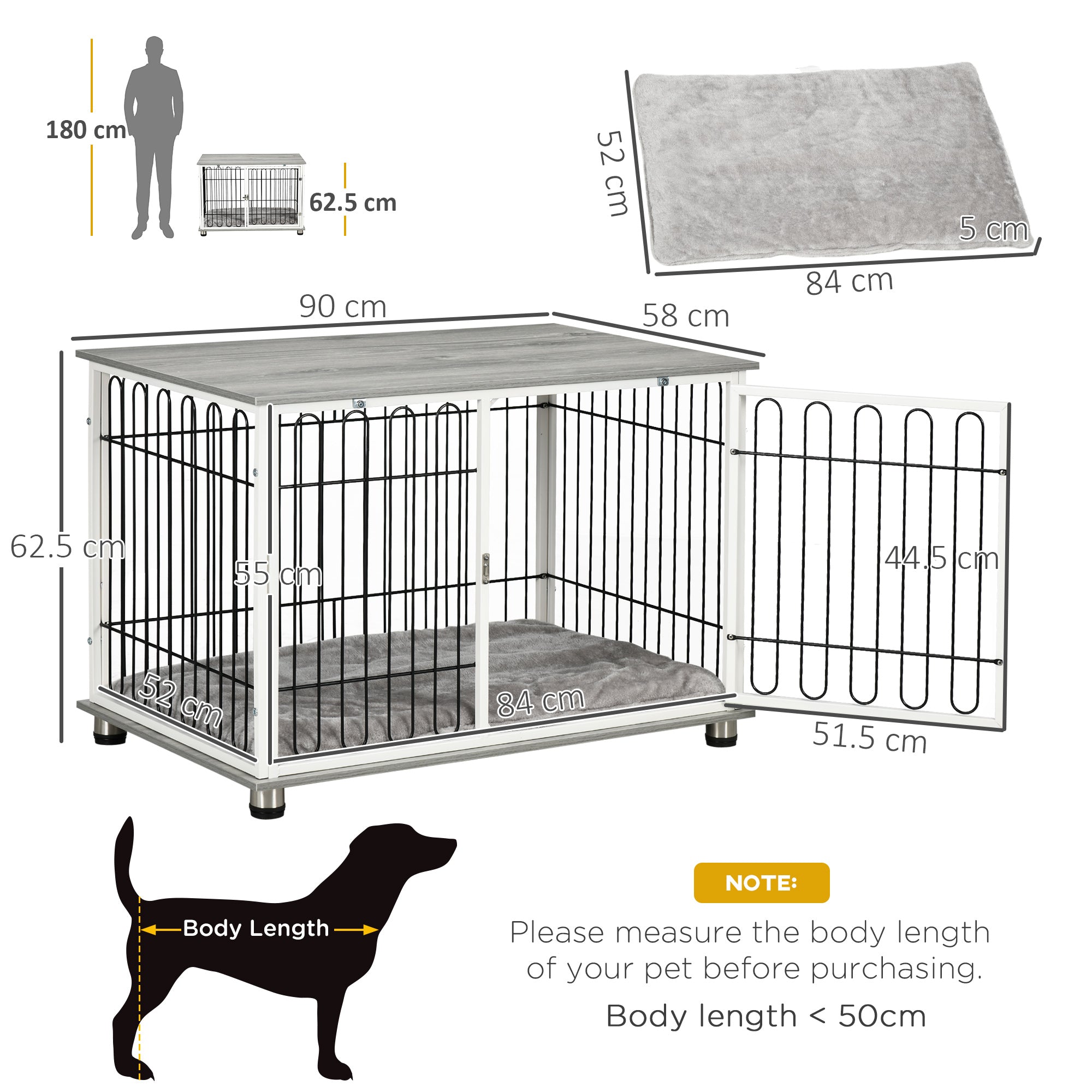 Boujeee Dogs Indoor Dog Crate Furniture, Side End Table, With Soft Washable Cushion, Lockable Doors, For Small And Medium Dogs