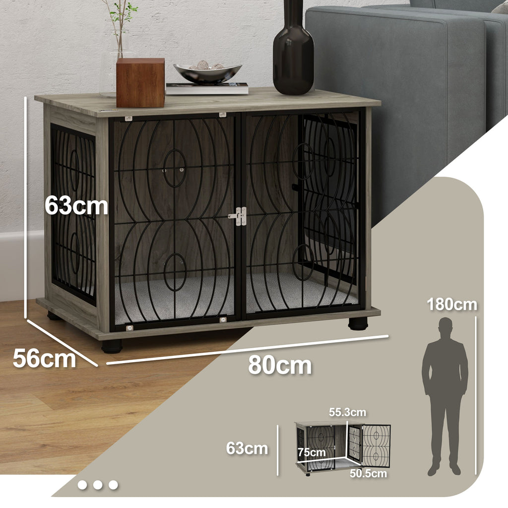 Boujee Dogs Indoor Dog Crate Furniture End Table W/ Plush Washable Cushion, Lockable Door, For Medium size Dogs