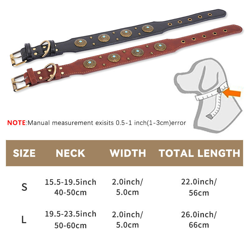 The Boujee Dog’s Retro Leather Collar Medium And Large Dogs